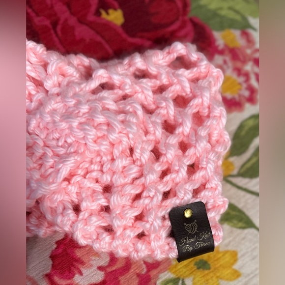 Handmade Hand Crafted Lace Knit Easter Spring Headband Adult size light pink - Picture 3 of 4